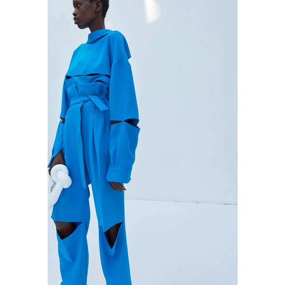 NWOT A.W.A.K.E. MODE AWAKE MODE Cut-Out Pleated Straight-Leg Pants 38 - Picture 2 of 11